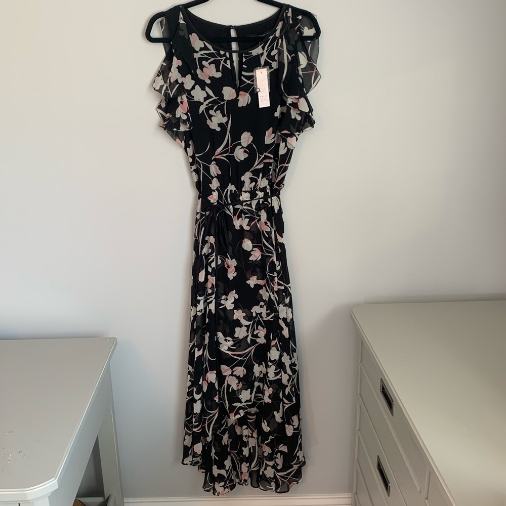 White House Black Market Black Maxi Floral Dress
